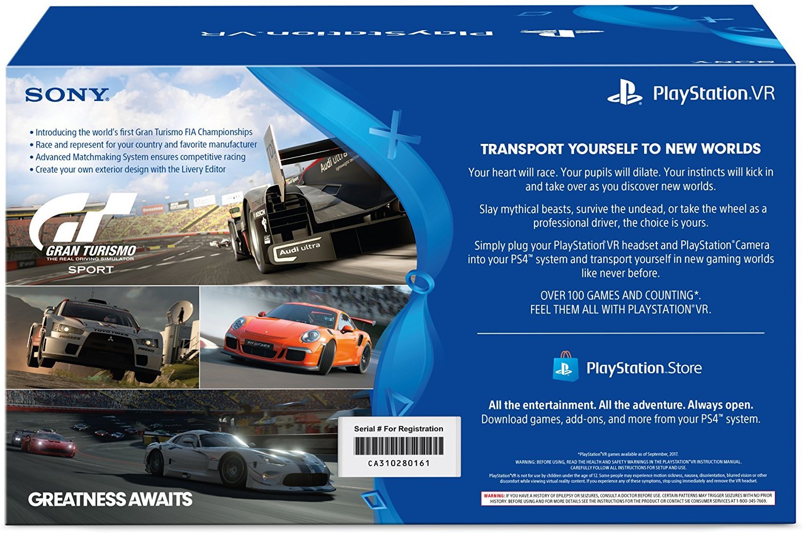 PlayStation VR Bundle (3 Items)- Gran Turismo Sport Bundle, PlayStation Move Motion Controllers - Two Packs, and PSVR Batman: Arkham VR - PlayStation 4 (Game Disc)