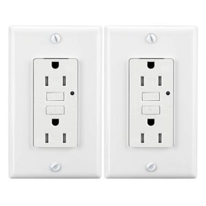 leod 15amp 125 volt tr&wr/tamper resistant & weather resistant gfci outlet, one gfci socket with 2 types wall plates+blue led indicator, white, etl listed (2 pack)