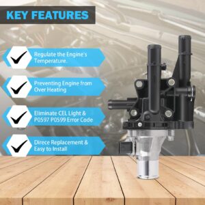Thermostat Housing with Gasket & Sensor - Compatible with 1.8L & 1.6L 2011-2016 Chevy Cruze, 2012-2018 Chevy Sonic, 2013-2018 Chevy Trax - Replace 25199824, 25192228, 902-033,15-81816