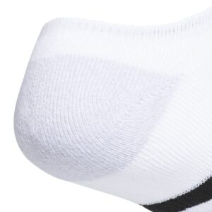 adidas Men's 3-Stripe No Show Socks (3-Pair), White/Black/Clear Onix Grey, Large