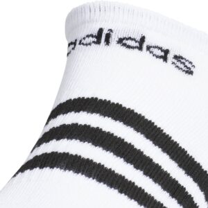 adidas Men's 3-Stripe No Show Socks (3-Pair), White/Black/Clear Onix Grey, Large