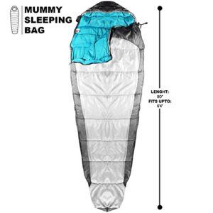 KHOMO GEAR Sleeping Bag Mummy Style - 3 Season - Camping & Outdoors - Grey