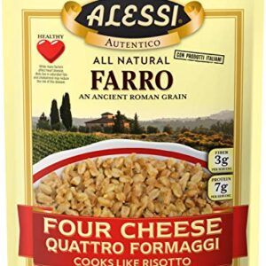 Alessi Autentico, Premium Seasoned Roman Grain Farro, Cooks Like Risotto, Heart Healthy, Easy to Prepare, 7oz (Four Cheese, Pack of 6)