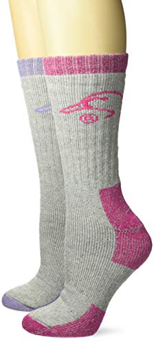 Ducks Unlimited Women's Heavyweight Full Cushion Wool Blend Boot Socks, Lilac/Fuchsia, Medium (2-Pair Pack)