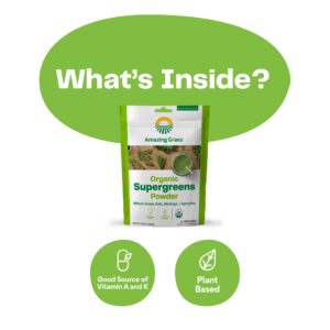 Amazing Grass Super Greens Booster: Greens Powder Smoothie Mix with Spirulina, Moringa, Wheat Grass & Kale Smoothie Booster, Chlorophyll Providing Greens, 30 Servings