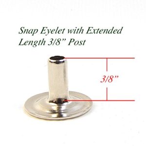 Snap Fastener Extended Length Cap has a 1/4" Post/Eyelet has a 3/8" Post - Select The Quantity That You Need (10 Piece Set)