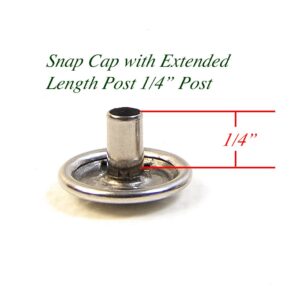 Snap Fastener Extended Length Cap has a 1/4" Post/Eyelet has a 3/8" Post - Select The Quantity That You Need (10 Piece Set)