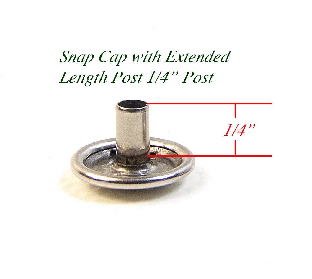 Snap Fastener Extended Length Cap has a 1/4" Post/Eyelet has a 3/8" Post - Select The Quantity That You Need (10 Piece Set)