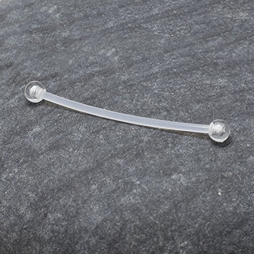 14G Clear Flexible Bioflex Industrial Barbell Clear Retainer Cartilage Earring Maternity Sport Pregnancy Belly Button Rings Body Piercing Jewelry Retainer 1 1/2 Inch (38mm)