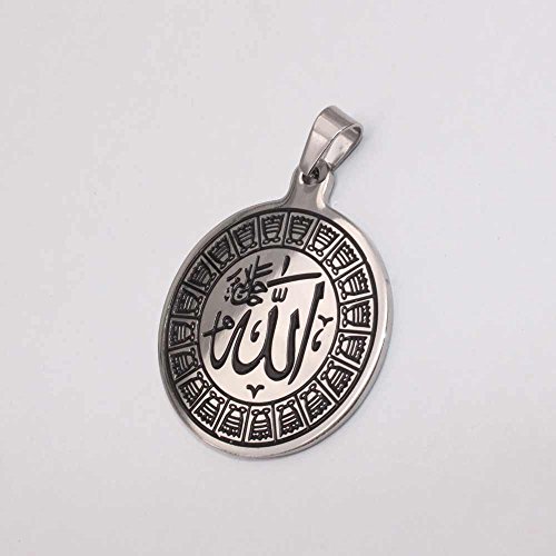 ZKDC Engraved islam Muslim Quran Allah stainless steel necklace with 60 cm chain