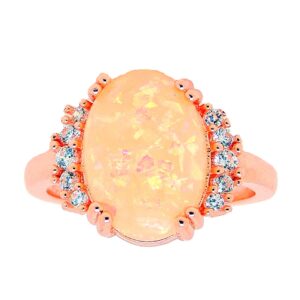 Ginger Lyne Collection Kennedy Simulated Oval Fire Opal Ring (11) Size 11