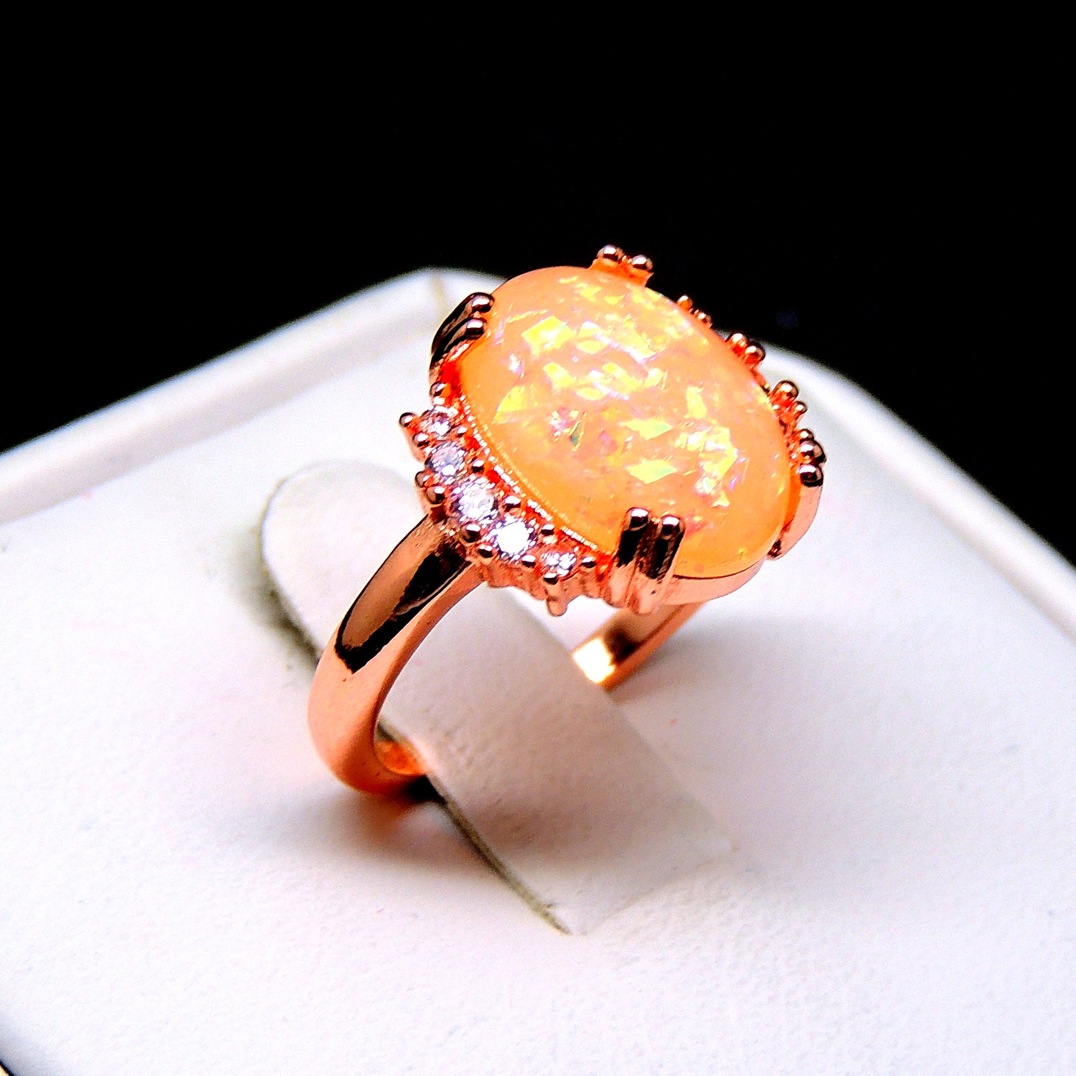 Ginger Lyne Collection Kennedy Simulated Oval Fire Opal Ring (11) Size 11