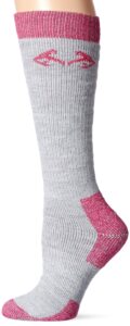 realtree women's tall boot socks, grey, medium