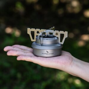 iBasingo Titanium Mini Spirit Stove Cooker Burner with shelf for Outdoor Camping Picnic Backpacking A-Ti2001C