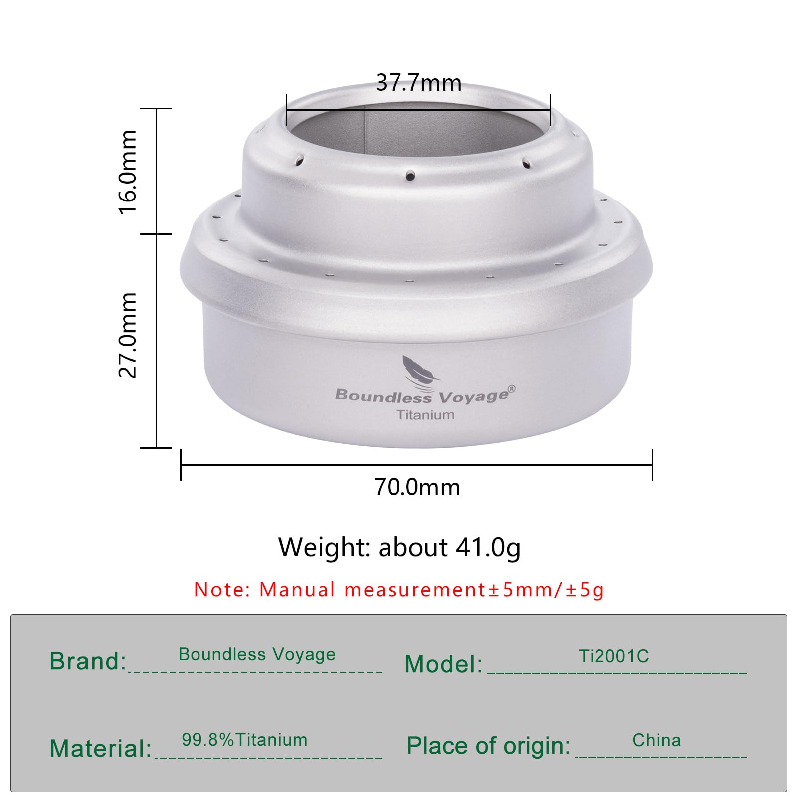 iBasingo Titanium Mini Spirit Stove Cooker Burner with shelf for Outdoor Camping Picnic Backpacking A-Ti2001C