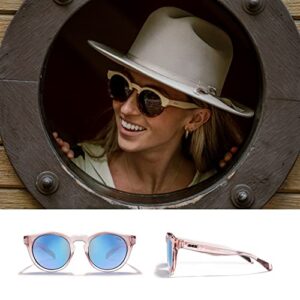 Zeal Optics Crowley | Plant-Based Polarized Sunglasses for Men & Women - Desert Rose/Polarized Horizon Blue Lens