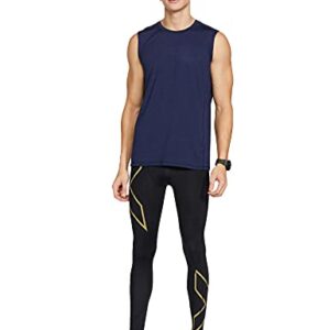 2XU Men's Light Speed Compression Tights - Lightweight & Flexible Support for Improved Running Performance - Black/Gold Reflective - Size Medium