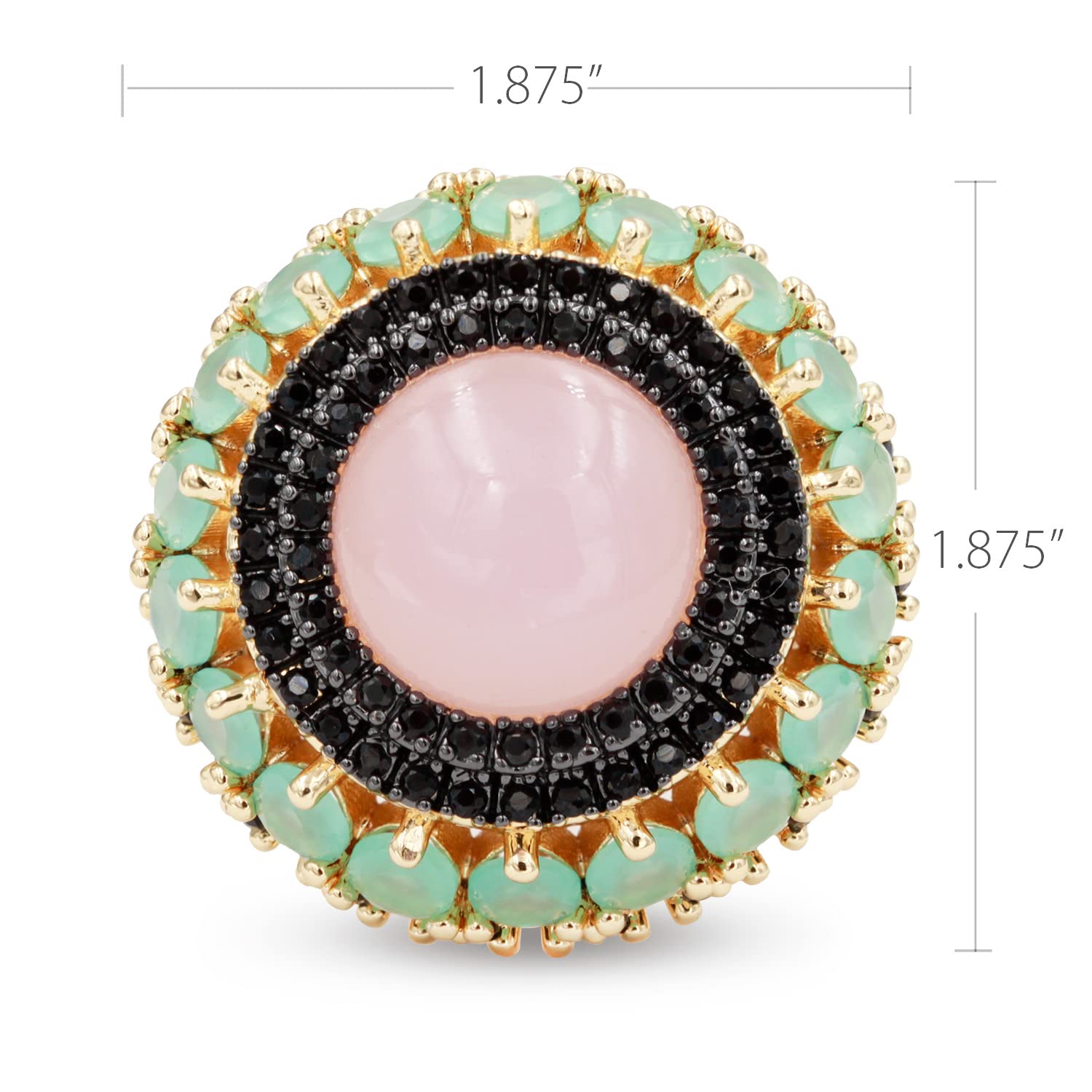 Lavencious Rose Quartz Vintage Luxury Design Ring AAA Cubic Zirconia Ethnic Jewelry (RS2202-GD, 7)