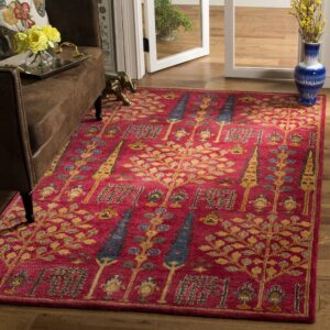 SAFAVIEH Heritage Collection Area Rug - 8' x 10', Red & Multi, Handmade Traditional Oriental Wool, Ideal for High Traffic Areas in Living Room, Bedroom (HG418Q)