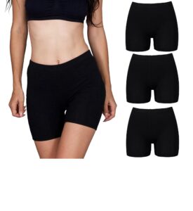 emprella slip shorts 3-pack black bike shorts cotton spandex stretch boyshorts for yoga,black,large