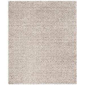 SAFAVIEH Hudson Shag Collection Area Rug - 8' x 10', Ivory & Grey, Chevron Design, Non-Shedding & Easy Care, 2-inch Thick Ideal for High Traffic Areas in Living Room, Bedroom (SGH330A)