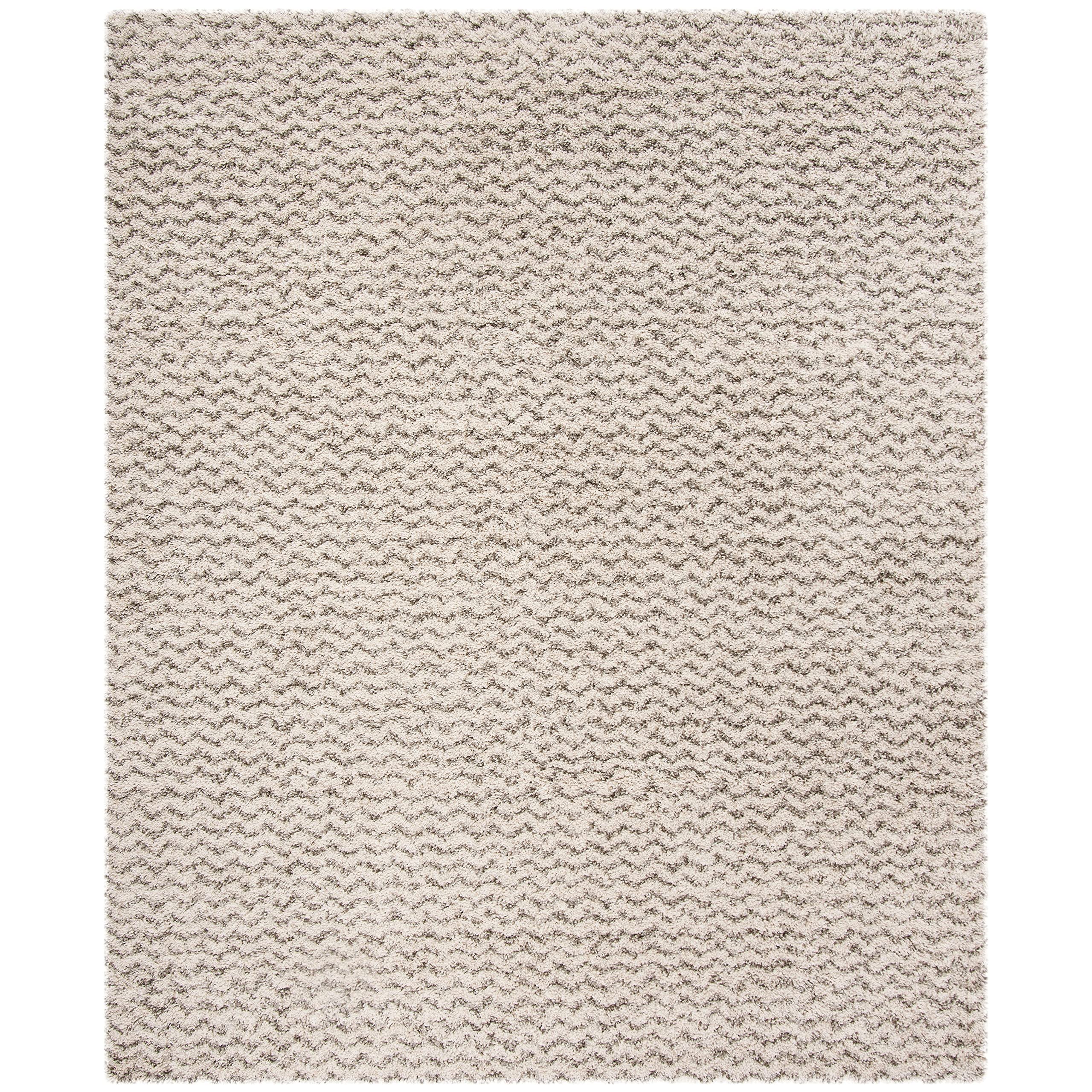 SAFAVIEH Hudson Shag Collection Area Rug - 8' x 10', Ivory & Grey, Chevron Design, Non-Shedding & Easy Care, 2-inch Thick Ideal for High Traffic Areas in Living Room, Bedroom (SGH330A)