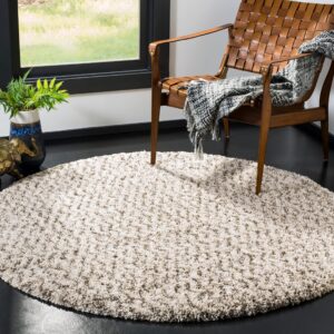 SAFAVIEH Hudson Shag Collection Area Rug - 8' x 10', Ivory & Grey, Chevron Design, Non-Shedding & Easy Care, 2-inch Thick Ideal for High Traffic Areas in Living Room, Bedroom (SGH330A)