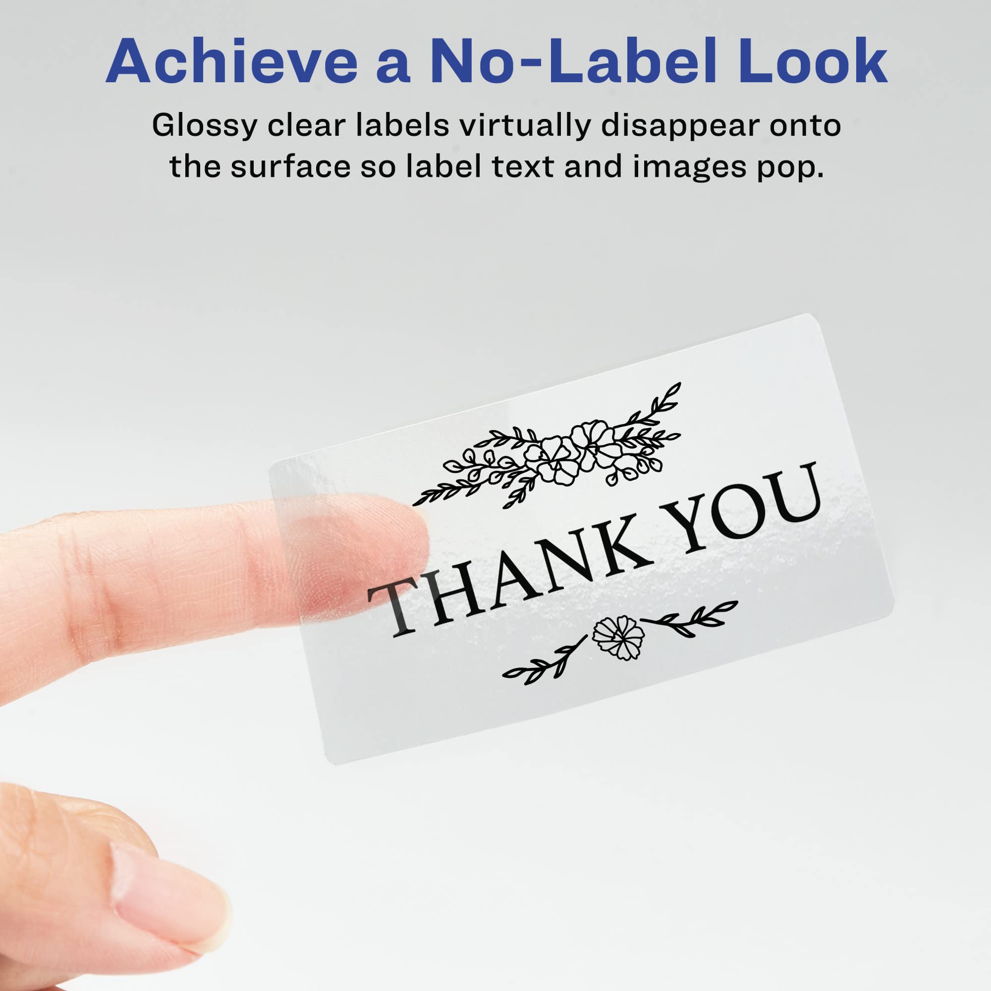 Avery Printable Shipping Labels with Sure Feed, 2" x 4", Glossy Crystal Clear, 100 Blank Mailing Labels (6522)