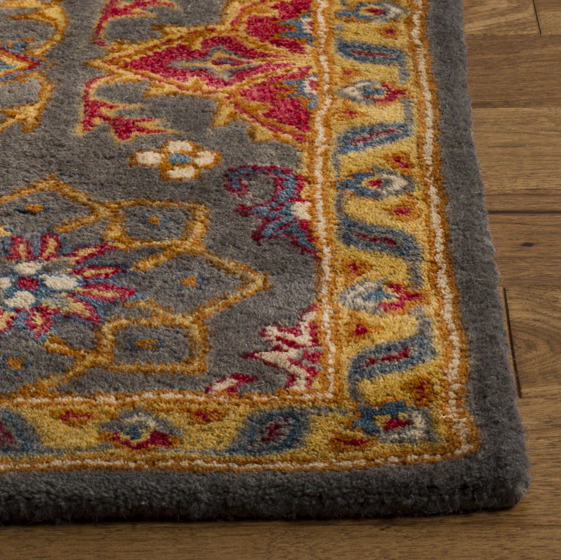 SAFAVIEH Heritage Collection 8' x 10' Charcoal / Multi HG415H Handmade Traditional Oriental Premium Wool Area Rug