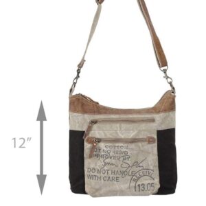 Myra Bags Double Zip Upcycled Canvas Shoulder Bag S-0904