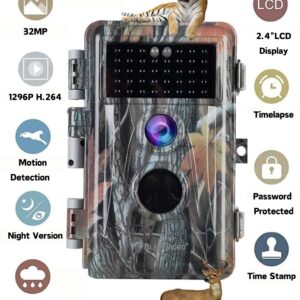 BLAZEVIDEO 2-Pack Trail Game Cameras 48MP 1296P Video No Glow Night Vision 110° Field of View Motion Activated IP66 Waterproof for Outdoor Wildlife Hunting, Animal Observation, Backyard Security