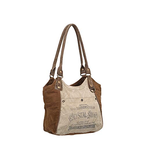 Crystal Soap Genuine Upcycled Canvas Leather Handle Shoulder Bag