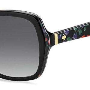 Kate Spade New York Women's Karalyn Square Sunglasses, Black Floral Print, 56 mm