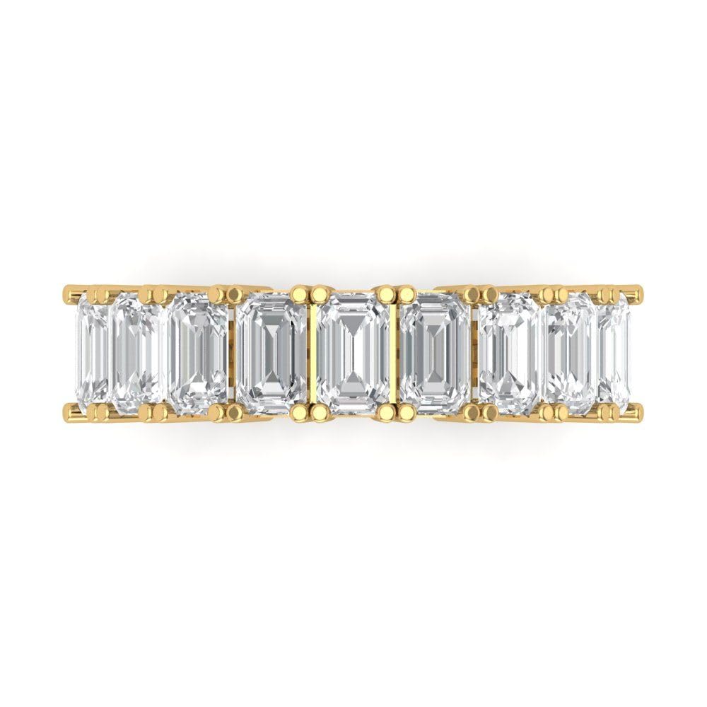 Clara Pucci 2.61 Carat Emerald Cut Clear Simulated Diamond 14k Yellow Gold Eternity Wedding Engagement Designer Anniversary Ring Band Size 6