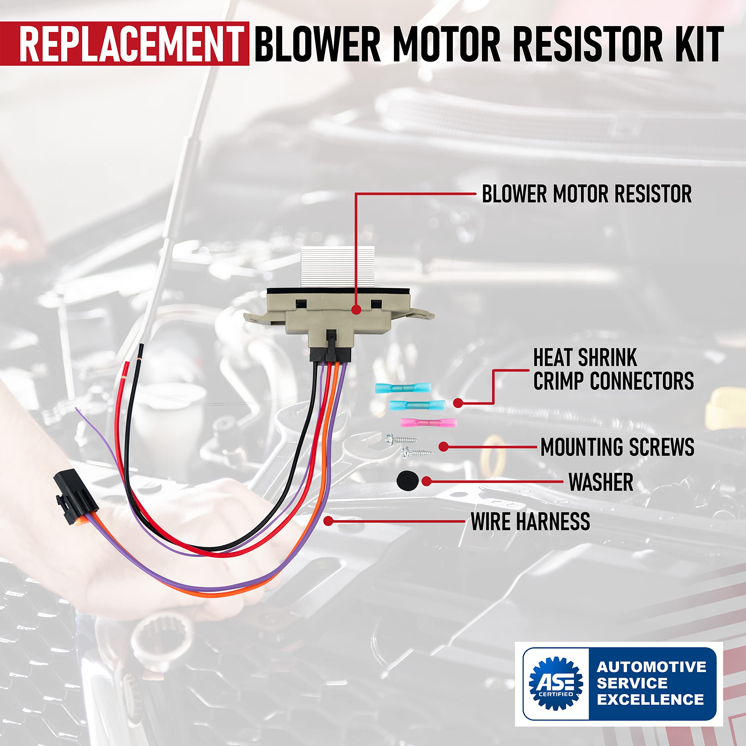 HVAC Blower Motor Resistor Complete Kit with Harness - Replaces 15 81773, 89018778, 89019351, 1581773, 15-81773 Compatible with Chevy, GMC Vehicles - Silverado, Tahoe, Suburban, Sierra, Yukon XL