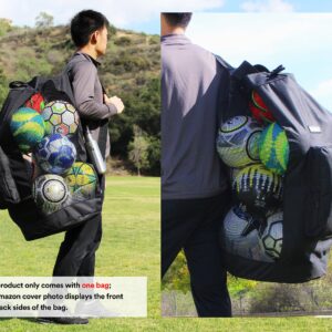 Fitdom Heavy Duty XL Soccer Mesh Equipment Ball Bag w/Adjustable Shoulder Strap Design for Coach. with an Over-Sized Front Pocket for Sporting Accessories. Best for All Outdoor & Water Gears