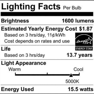 Satco S28790 Medium Light Bulb in White Finish, 4.63 inches, 5000K, Frosted, 4 Count