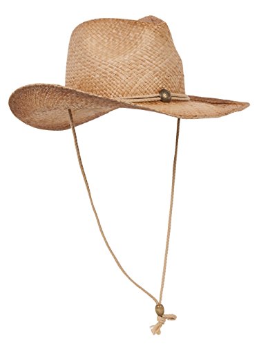 TOP HEADWEAR Outback Women's Cowboy Hat Tea Stained Shapeable Raffia Straw, Tan