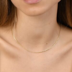 PORI JEWELERS 18K Solid Gold 1.8MM Cuban Curb Link Chain Necklace- Made In Italy (24, 1.8MM, Yellow)