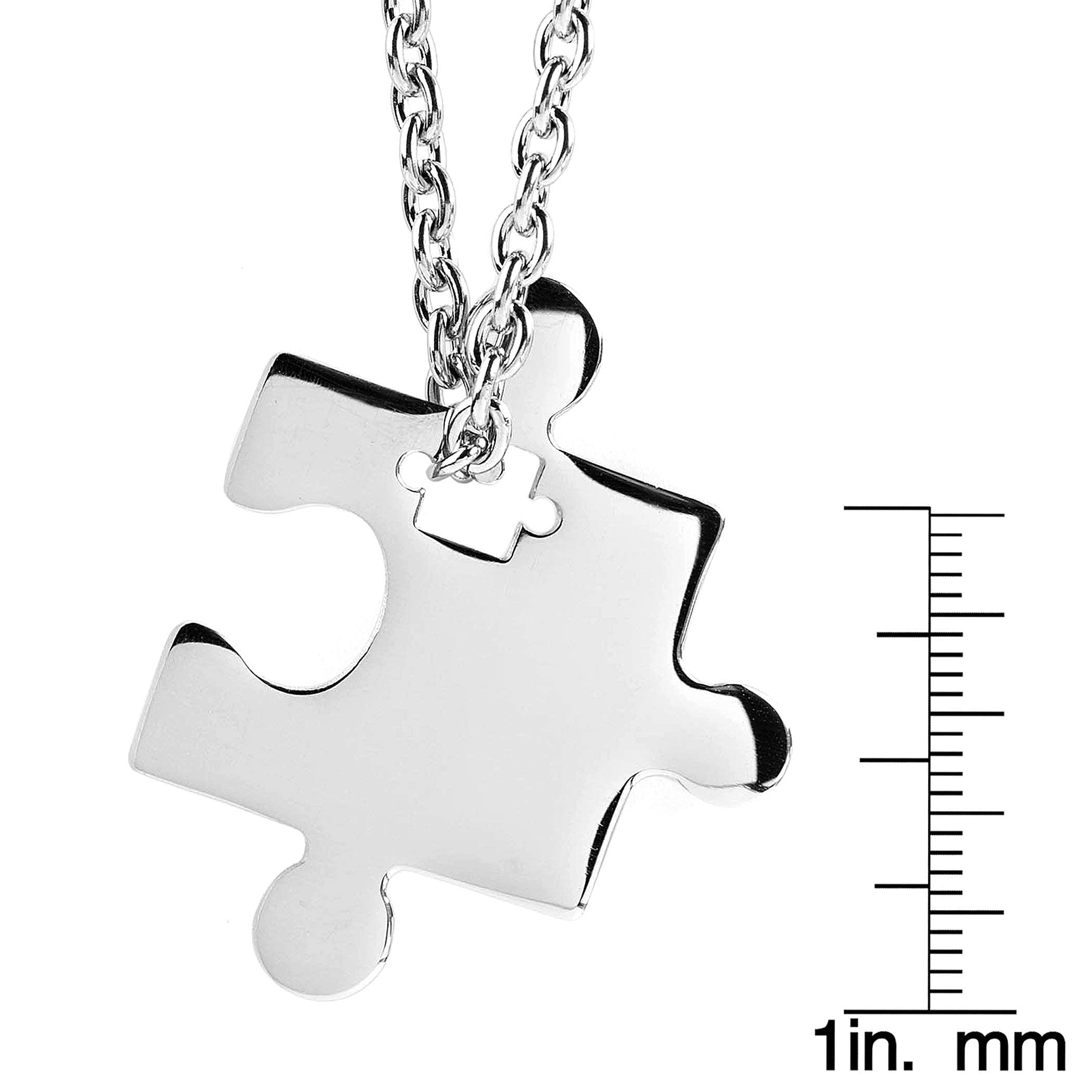 West Coast Jewelry Autism Awareness Jigsaw Puzzle Piece Stainless Steel Necklace