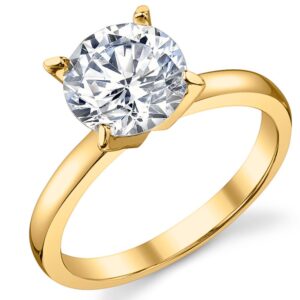 Metal Masters Gold Tone Over Sterling Silver 925 2 Carat Round Brilliant Cubic Zirconia CZ Wedding Engagement Ring 8