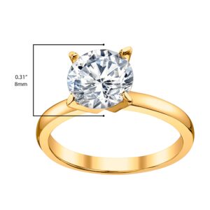 Metal Masters Gold Tone Over Sterling Silver 925 2 Carat Round Brilliant Cubic Zirconia CZ Wedding Engagement Ring 8