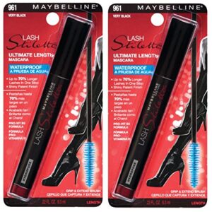 Maybelline New York Lash Stiletto Ultimate Length Waterproof Mascara Makeup, Very Black, 2 Count