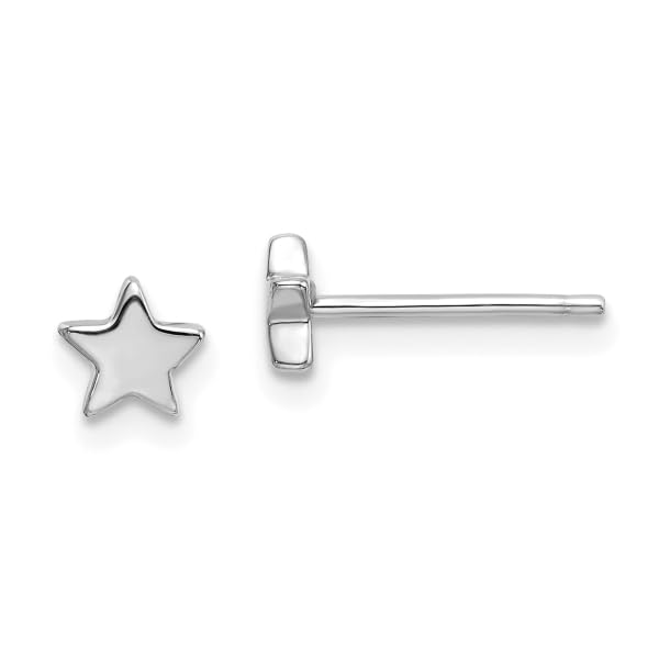 14K White Gold Star Earrings