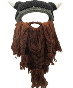 flyou wig beard hats handmade knit warm winter caps ski funny mask beanie for men women (cnj-coffee)