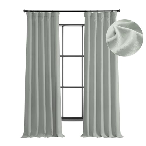 HPD Half Price Drapes Faux Linen Room Darkening Curtains - 108 Inches Long Luxury Linen Curtains for Bedroom & Living Room (1 Panel), 50W X 108L, Oyster