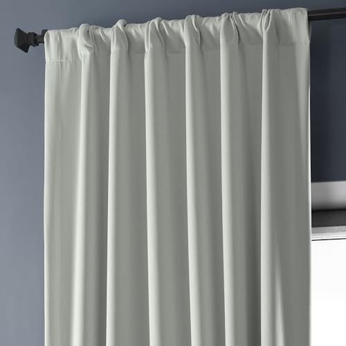 HPD Half Price Drapes Faux Linen Room Darkening Curtains - 108 Inches Long Luxury Linen Curtains for Bedroom & Living Room (1 Panel), 50W X 108L, Oyster