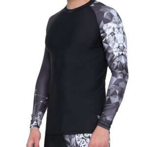 HUGE SPORTS Wildling Series UV Protection Quick Dry Compression Rash Guard (Lion,2XL)