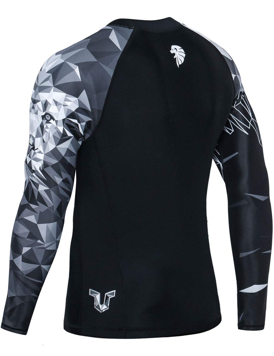 HUGE SPORTS Wildling Series UV Protection Quick Dry Compression Rash Guard (Lion,2XL)