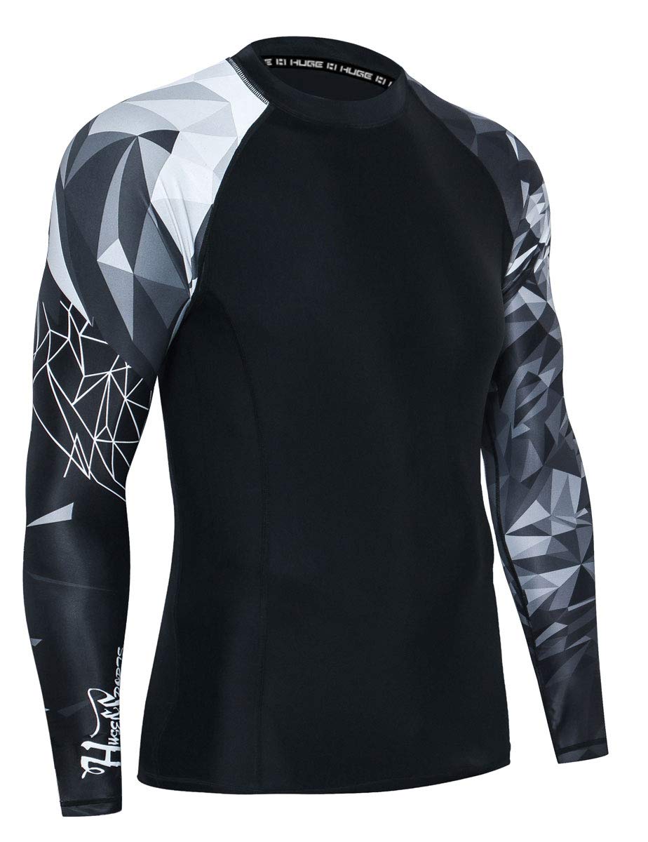 HUGE SPORTS Wildling Series UV Protection Quick Dry Compression Rash Guard (Lion,2XL)